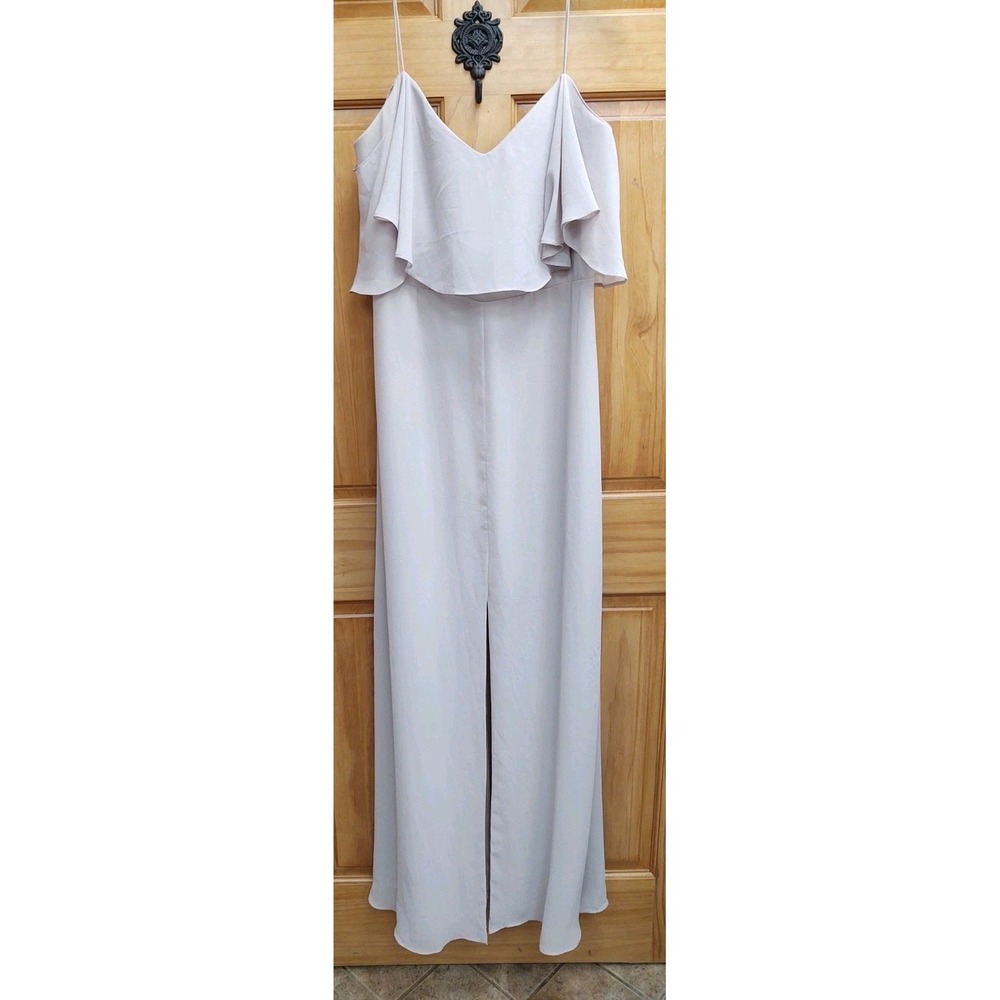 W. Too Size 14 Beige Boning‎ Sheer Chiffon LIned Gown Prom Wedding Bridesmaids